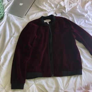 BCBGeneration Maroon Velvet Bomber Jacket
